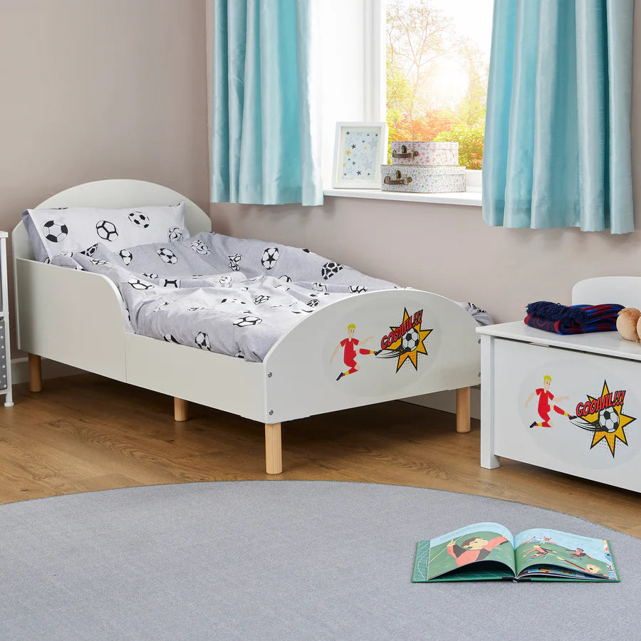 Kids White Toddler Bed - Football
