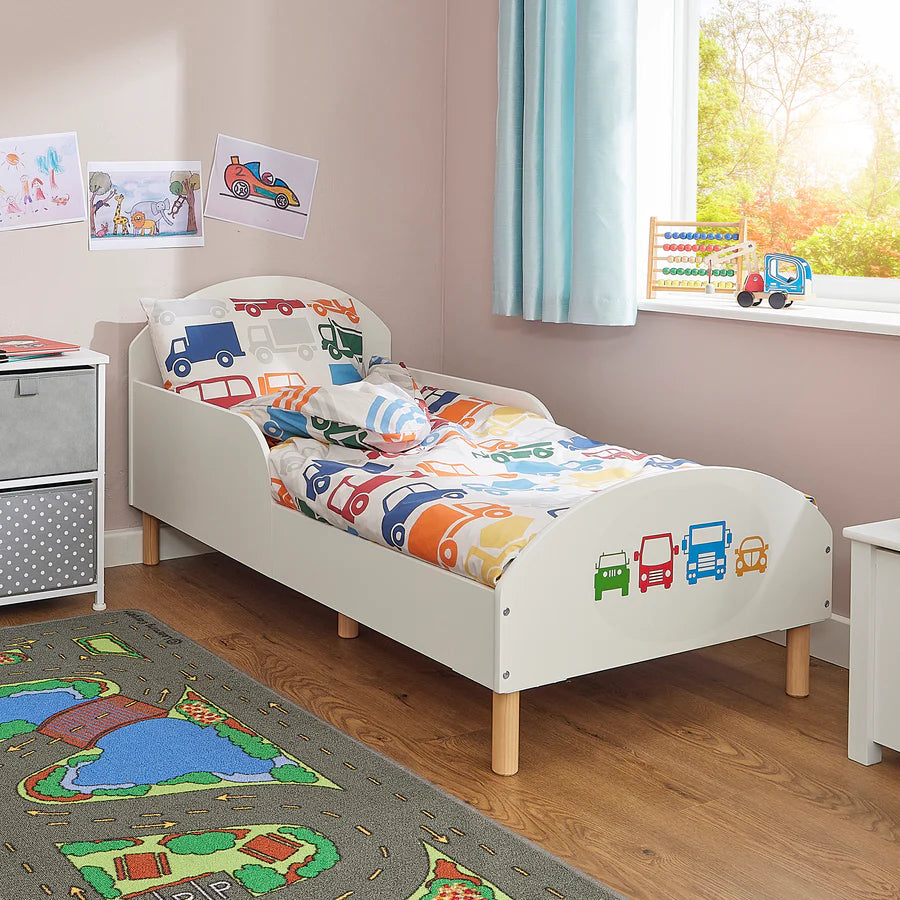 Kids White Toddler Bed - Transport