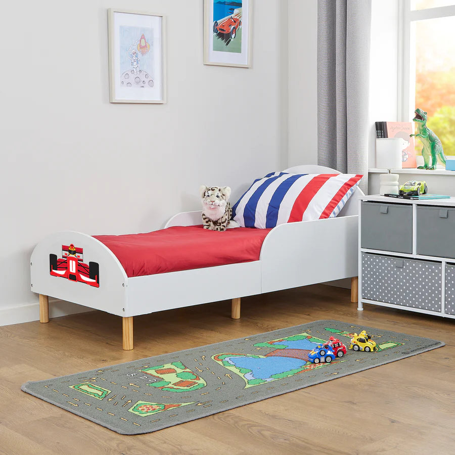 Kids White Toddler Bed – Formula 1