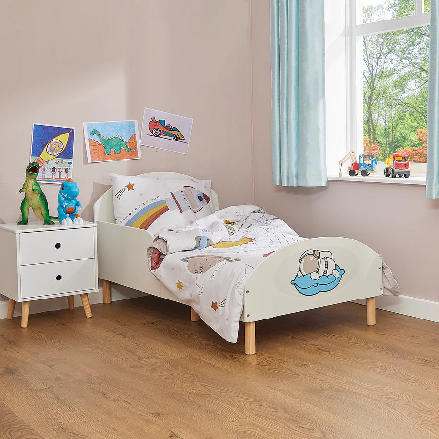 Kids White Toddler Bed – Spaceman
